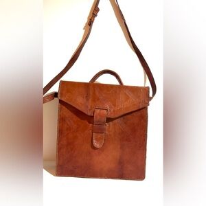 Handmade unisex Elegant Brown Leather Men's  crossbody Bag